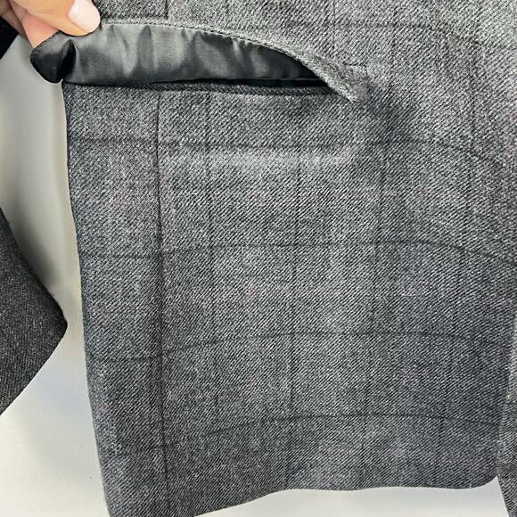 Tommy Hilfiger Dark Gray Plaid Worsted Wool Blazer Sport Coat Jacket 42L - Picture 5 of 12